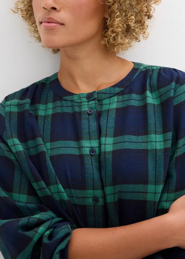 Chemisier en flanelle 100% coton • bleu foncé-vert aventurine carreaux • product-page.page-title-suffix