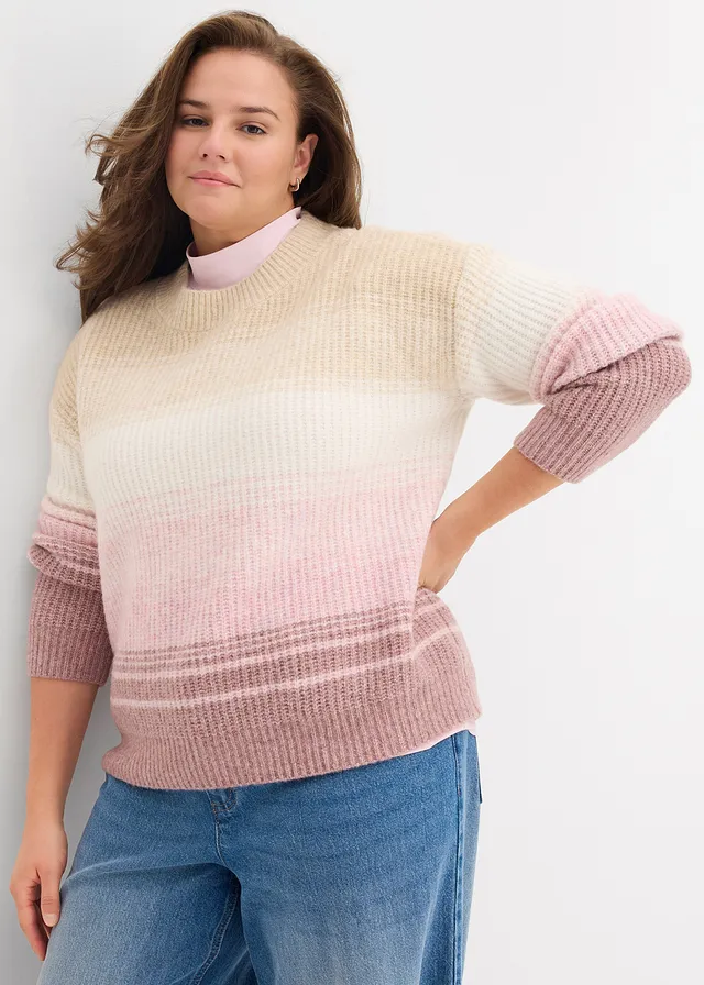 Pull, Couleur: beige galet-écru-rose cendré-vieux rose