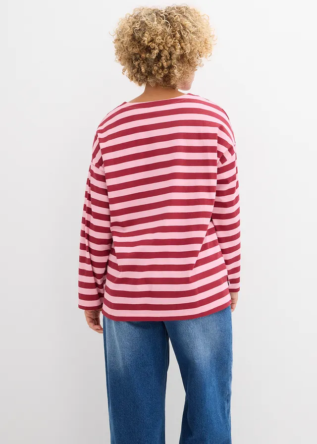 T-shirt oversize 100% coton • prune/orchidée fumé rayé • product-page.page-title-suffix