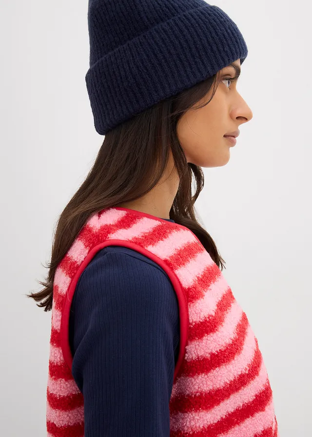 Gilet sans manches en sherpa • rose framboise-rouge rayé • product-page.page-title-suffix