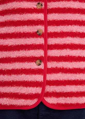 Vesta z umělé kožešiny • malinově růžovo-červená s proužky • bonprix obchod