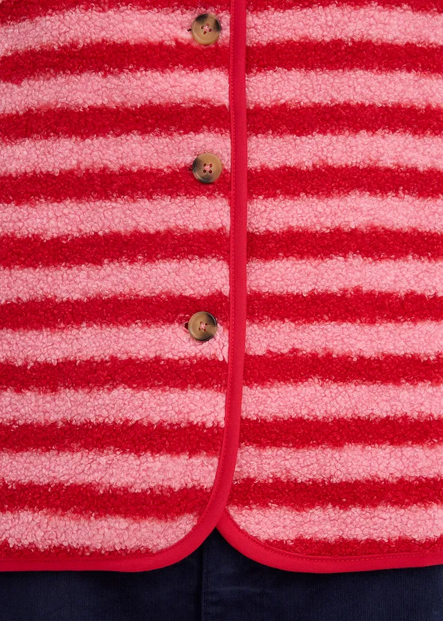 Gilet sans manches en sherpa • rose framboise-rouge rayé • product-page.page-title-suffix