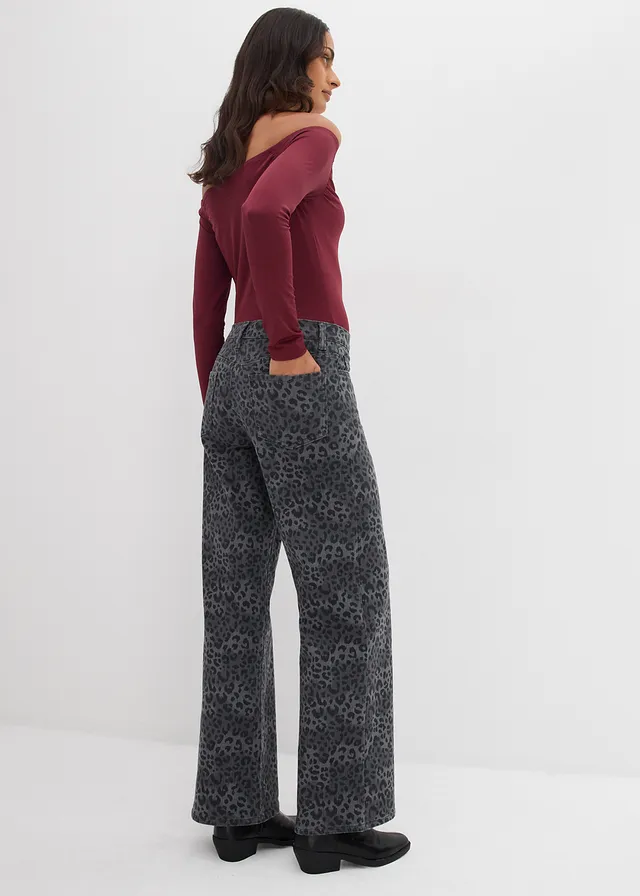 Pantalon large en twill imprimé léopard • gris fumé léopard • product-page.page-title-suffix