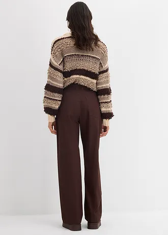 Twill broek van katoen, Kleur: donkerbruinw washed