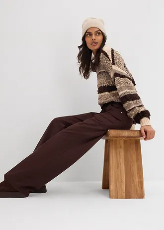 Keprové kalhoty z čisté bavlny • tmavě hnědá sepraná • bonprix obchod