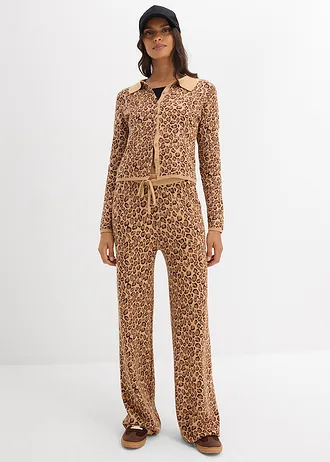 Krátký kabátek z jemné pleteniny • tmavě hnědá s leopardím vzorem • bonprix obchod