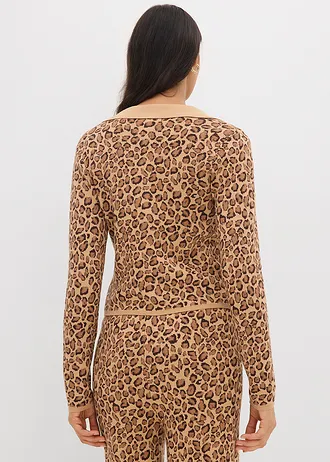 Krátký kabátek z jemné pleteniny • tmavě hnědá s leopardím vzorem • bonprix obchod