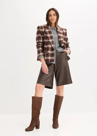 Fijngebreid vest in overhemd look, Kleur: grijs gemêleerd