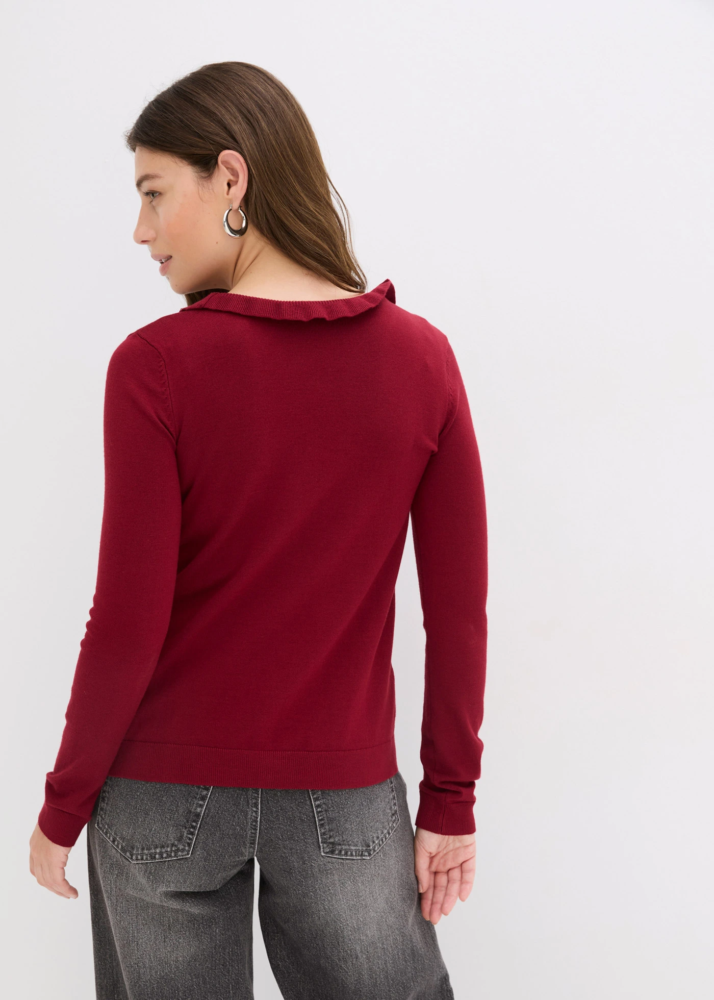 Gilet fluide en fine maille • rouge prune • Boutique bonprix