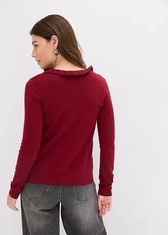 Gilet fluide en fine maille • rouge prune • Boutique bonprix