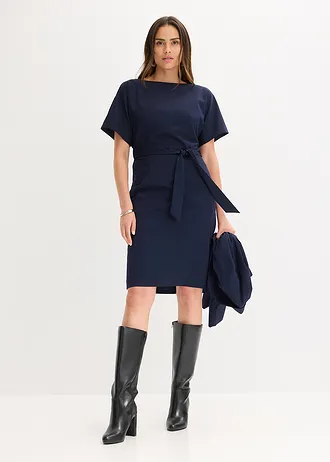 Kokerjurk met wijde mouwen, Kleur: donkerblauw