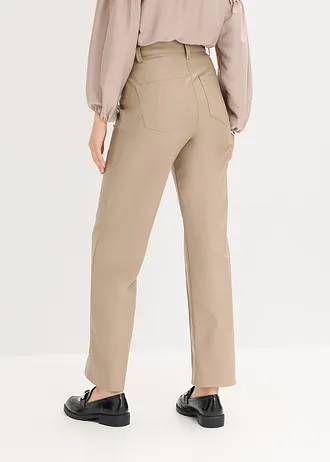 Pantalon enduit avec passepoil, droit • taupe • Boutique bonprix