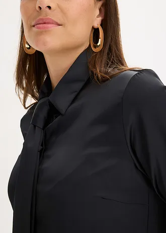 Chemisier en satin avec cravate amovible • noir • Boutique bonprix