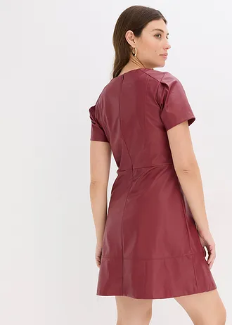 Imitatieleren jurk, Kleur: bordeaux