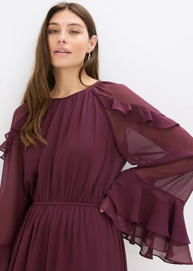 Robe en mousseline à volants • bordeaux • product-page.page-title-suffix