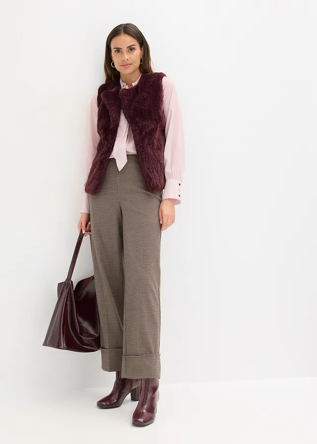 Gilet van imitatiebont, Kleur: wijnrood