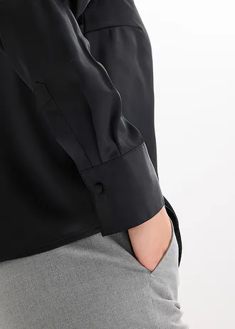 Satijnen blouse met een afneembare das • zwart • bonprix online shop