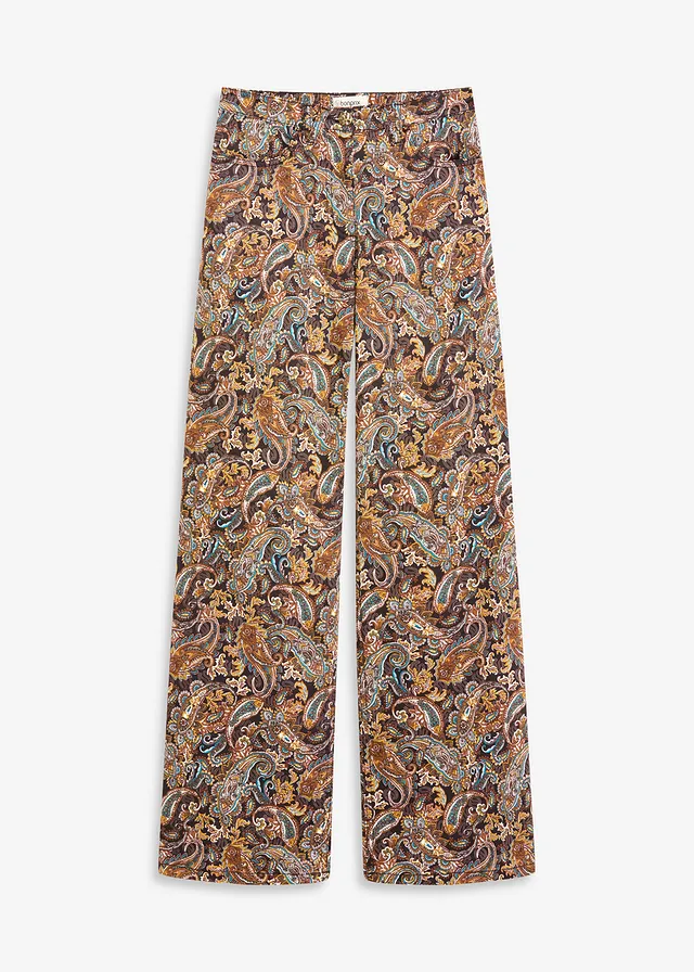 Pantaloni wide leg din stretch, cu bumbac