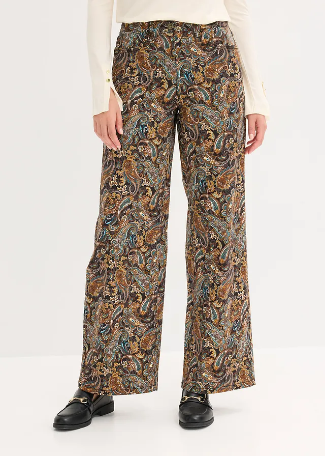 Pantalon ample et extensible en twill • noir/beige paisley • product-page.page-title-suffix