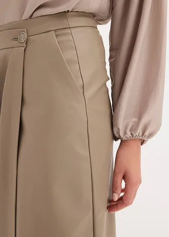 Zavinovací midi sukně z imitace kůže • hnědošedá • bonprix obchod