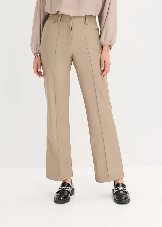 Pantalon enduit avec passepoil, droit • taupe • product-page.page-title-suffix