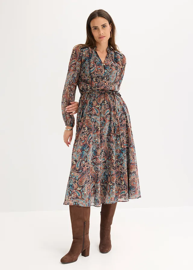 Robe en mousseline à imprimé paisley • noir/beige • product-page.page-title-suffix