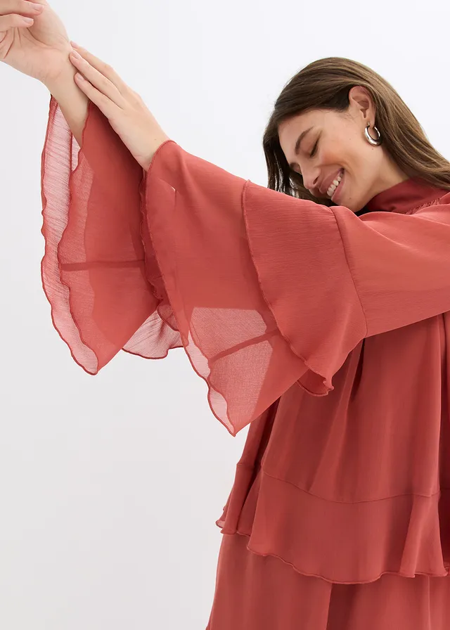 Chiffon jurk met volants • marsala • product-page.page-title-suffix