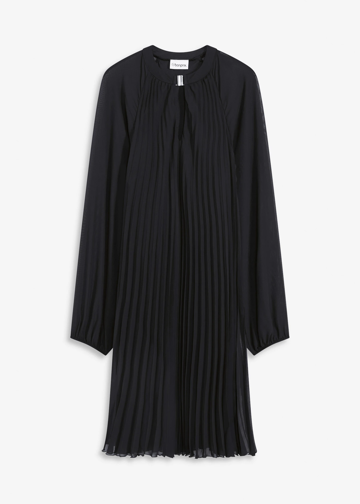 Rochie mini din șifon fin, plisat • negru • magazin bonprix