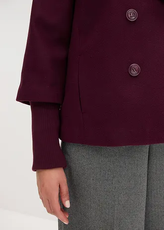 Kabanový kabátek s pletenými rukávy • vínová • bonprix obchod