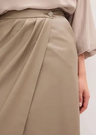 Zavinovací midi sukně z imitace kůže • hnědošedá • bonprix obchod