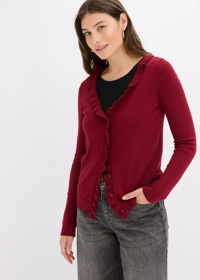 Fijngebreid vest in een soepele viscosemix • rood • product-page.page-title-suffix