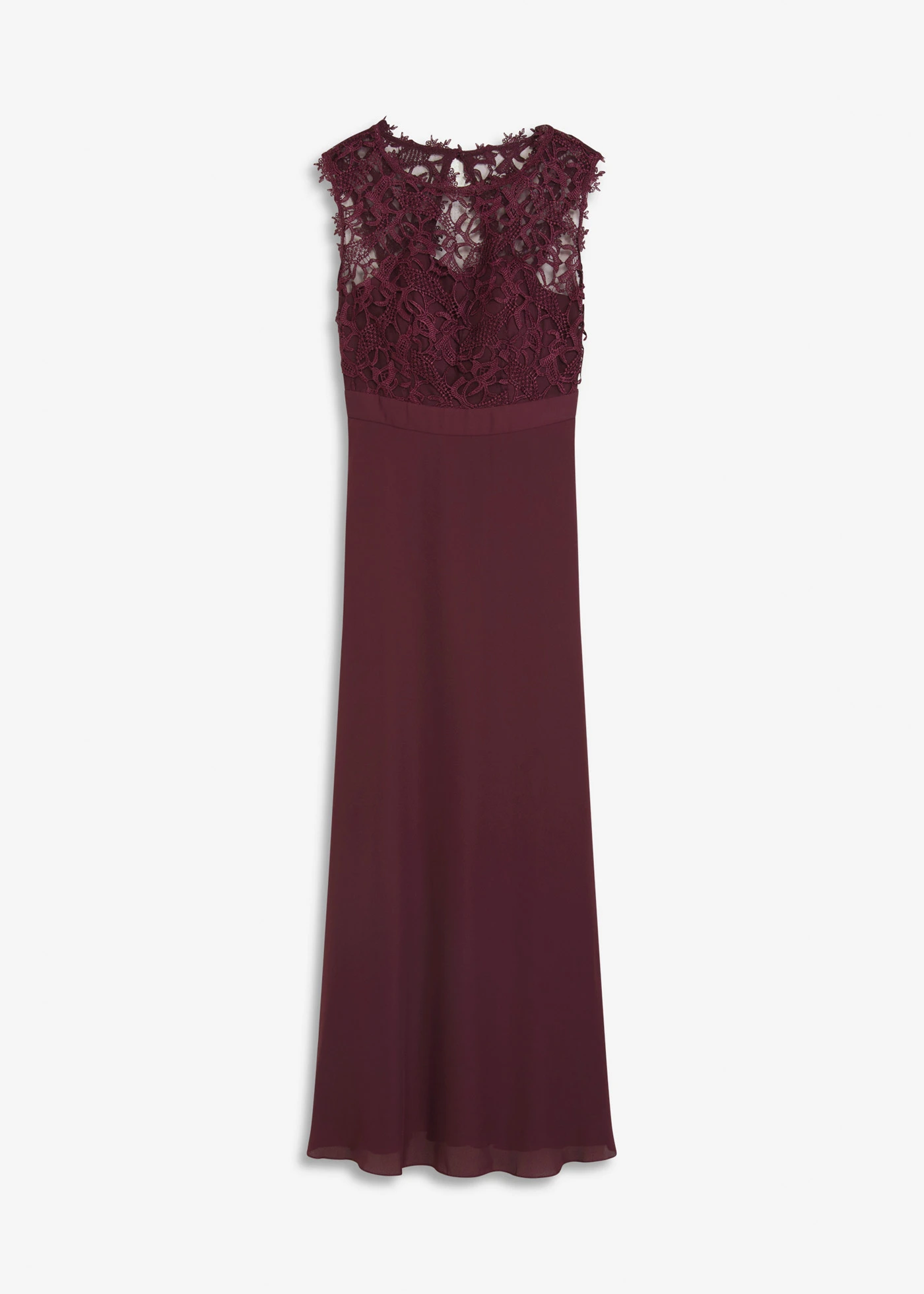 Maxi jurk met kant • wijnrood • bonprix online shop