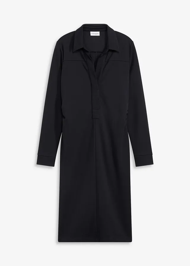 Robe-chemise en Punto di Roma • noir • Boutique bonprix