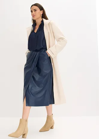 Tunică-bluză din satin lucios, cu pense • bleumarin • magazin bonprix