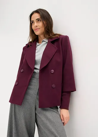 Kabanový kabátek s pletenými rukávy • vínová • bonprix obchod