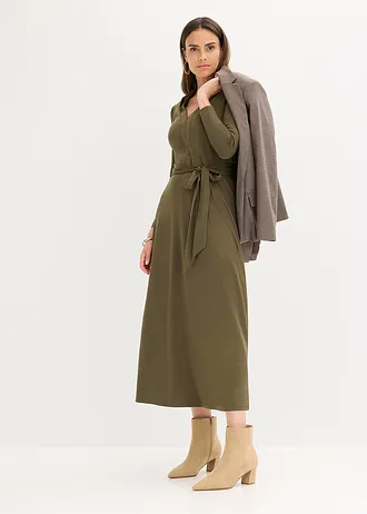 Robe-chemise en viscose majoritaire, Couleur: olive foncé