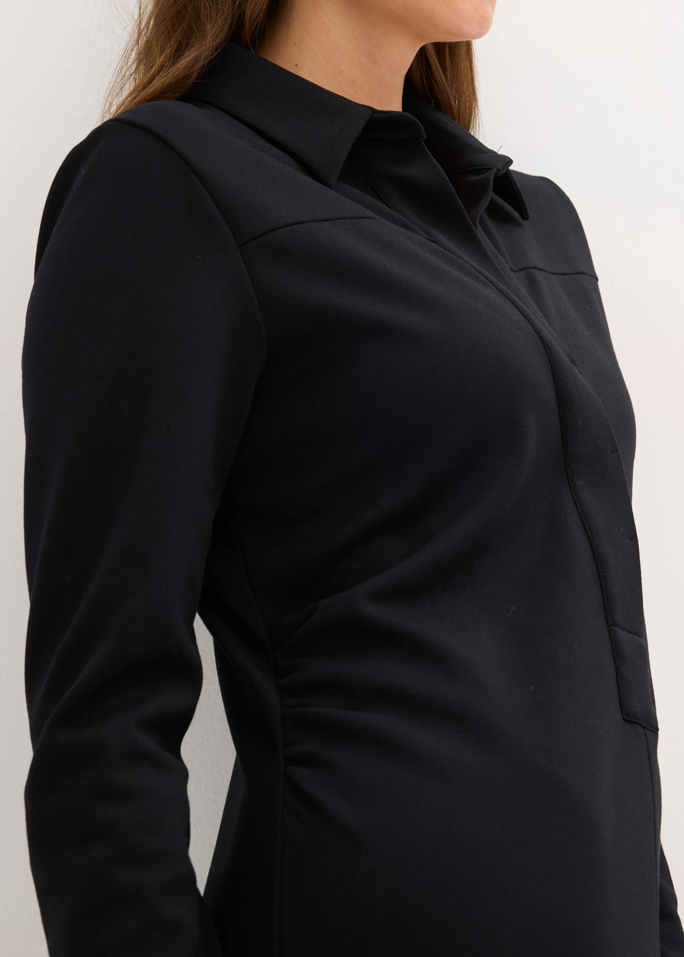 Robe-chemise en Punto di Roma • noir • Boutique bonprix