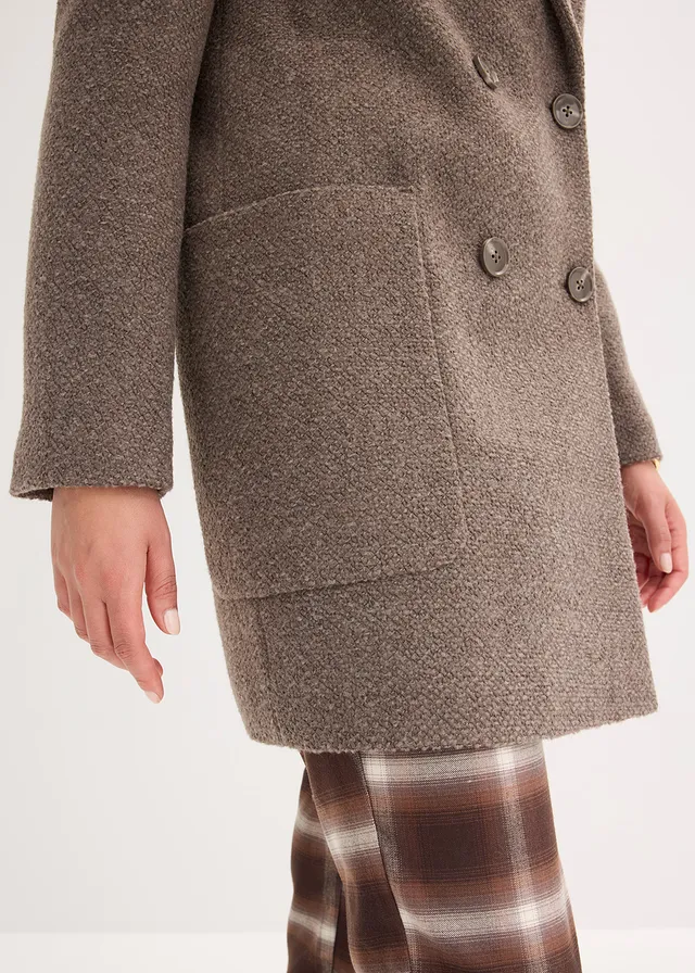 Korte jas in wollen look • taupe/bruin gemêleerd • product-page.page-title-suffix