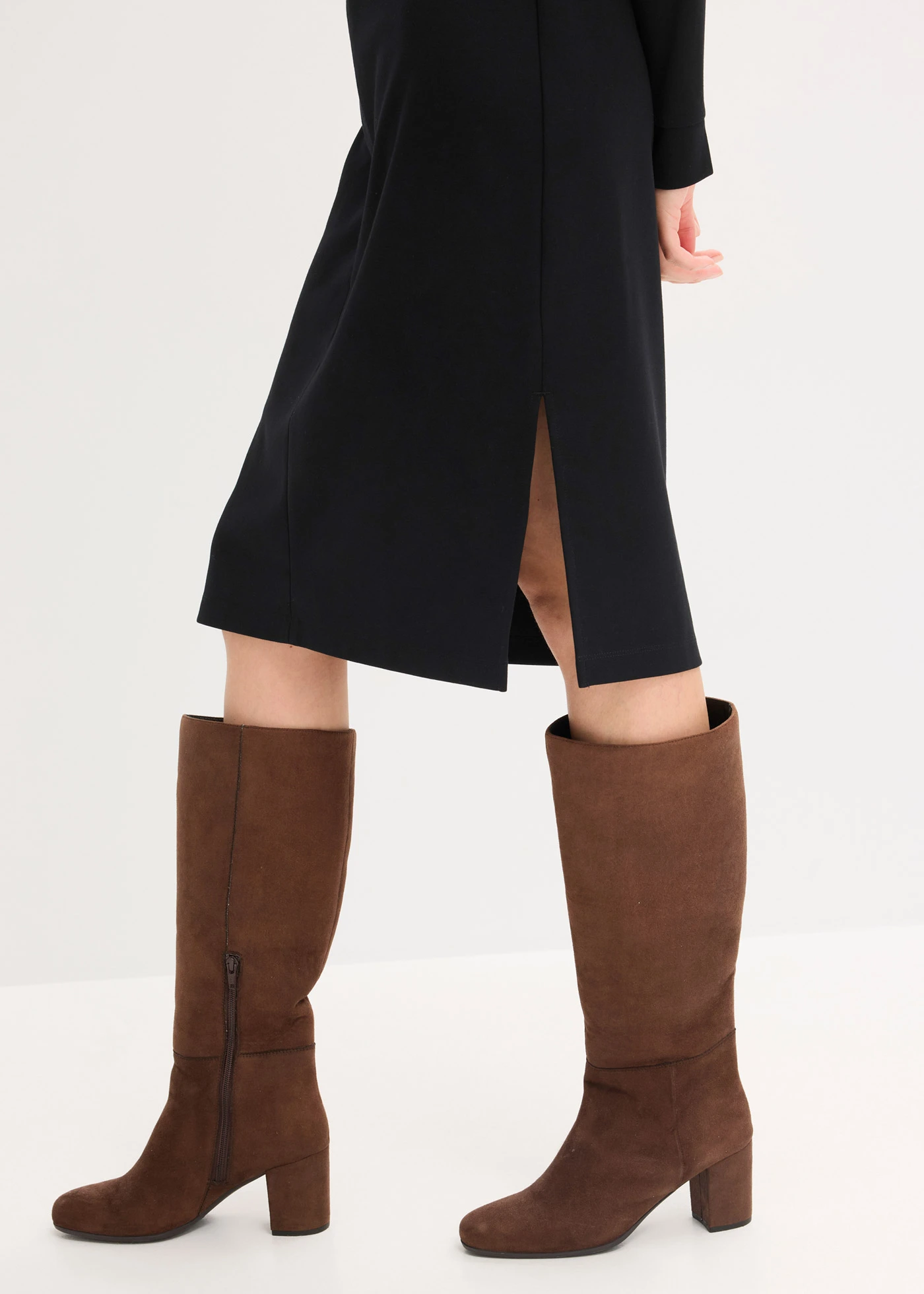 Robe-chemise en Punto di Roma • noir • Boutique bonprix