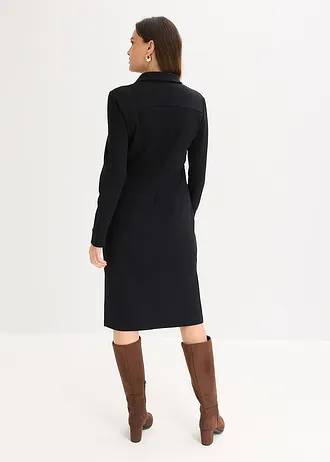 Robe-chemise en Punto di Roma • noir • Boutique bonprix