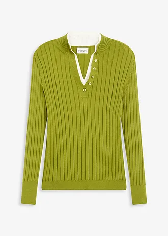 Žebrovaný svetr z jemné pleteniny s viskózou, vzhled 2 v 1