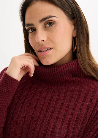 Oversize svetr ve stylu ponča • javorově červená • bonprix obchod