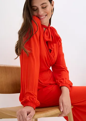 Overal ze splývavé viskózové směsi • červená • bonprix obchod