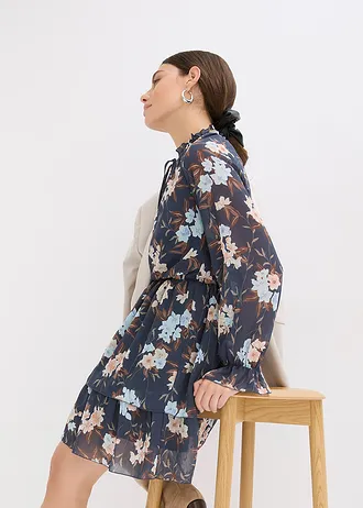 Robe en mousseline • bleu nuit-bleu glacier floral • Boutique bonprix