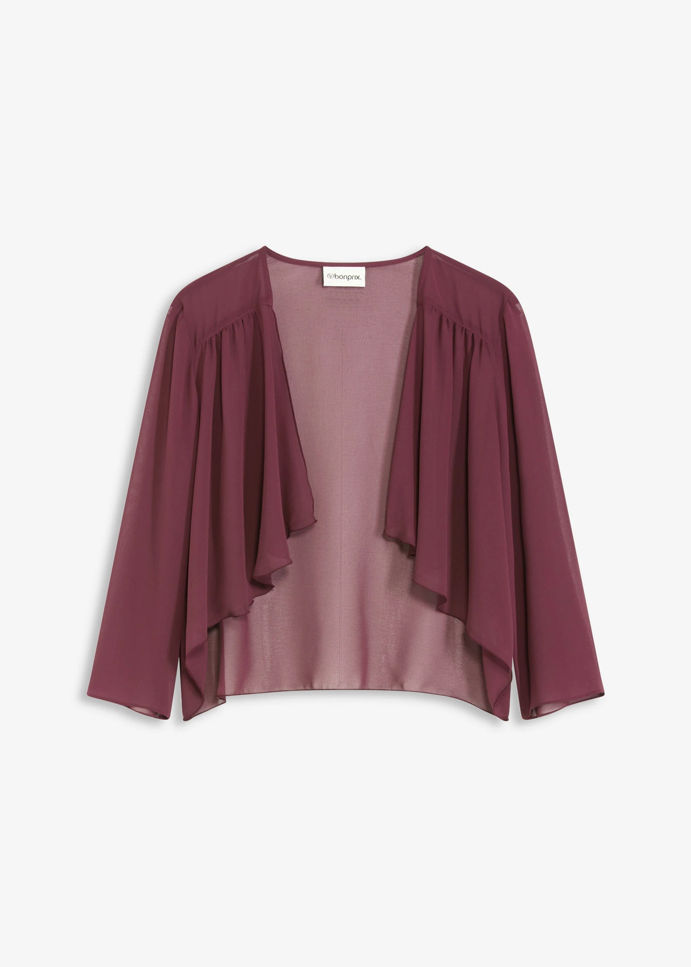 Chiffon bolero met gerecycled polyester • wijnrood • bonprix online shop