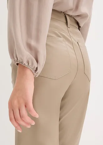Pantalon enduit avec passepoil, droit • taupe • Boutique bonprix