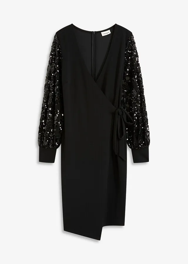 Robe midi à sequins brodés sur les manches