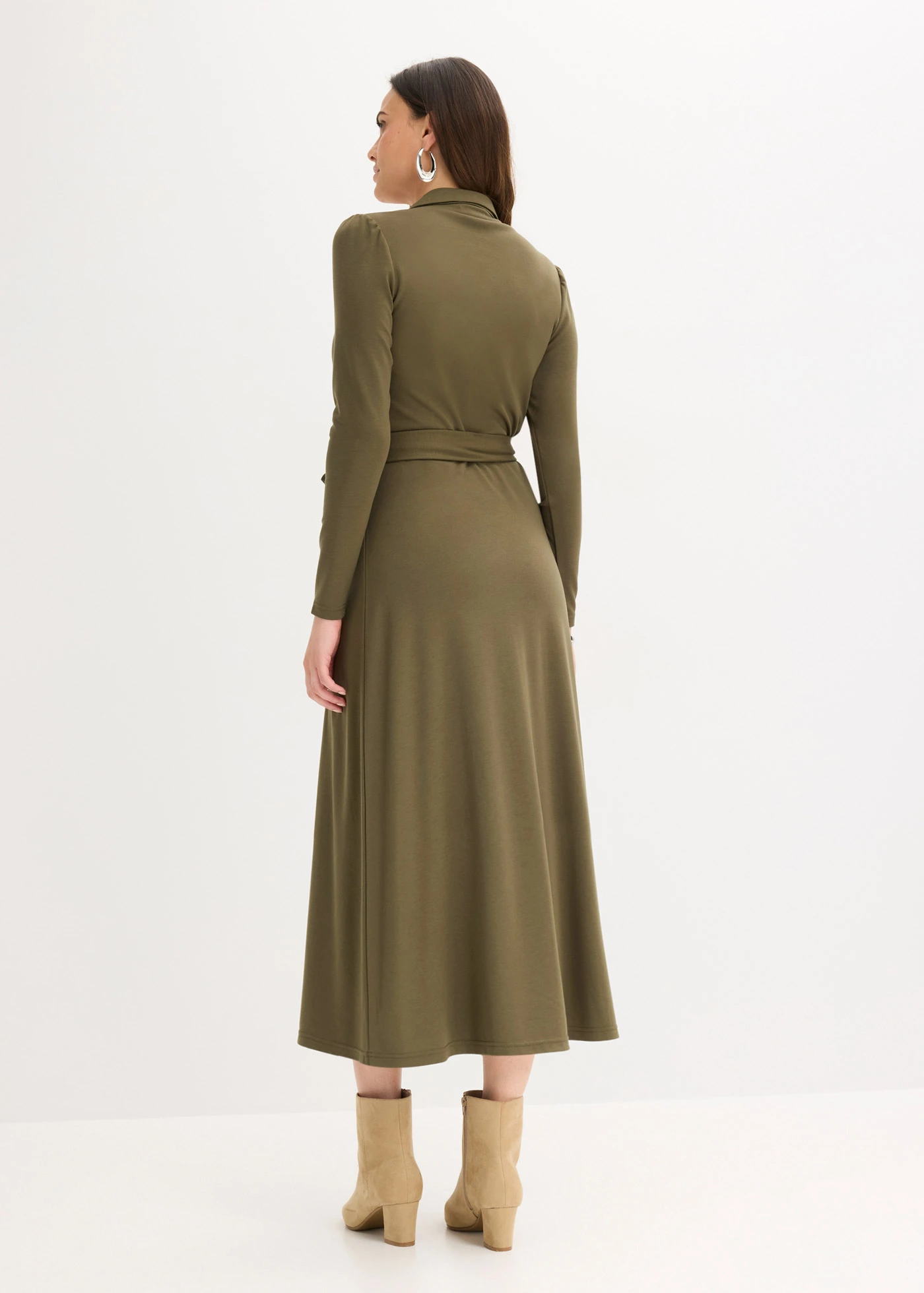 Košilové šaty s viskózou • tmavě olivová • bonprix obchod