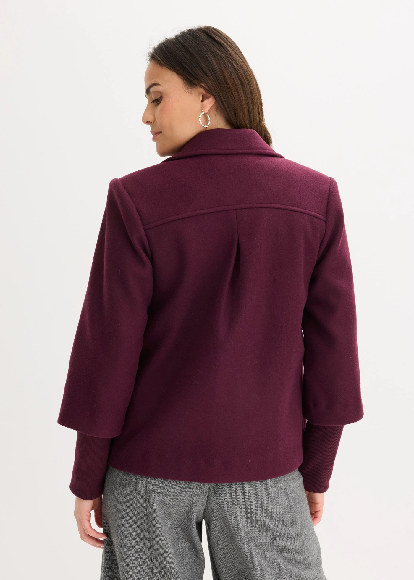 Kabanový kabátek s pletenými rukávy • vínová • bonprix obchod