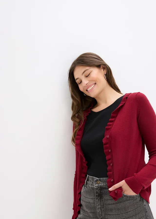 Gilet fluide en fine maille • rouge prune • product-page.page-title-suffix